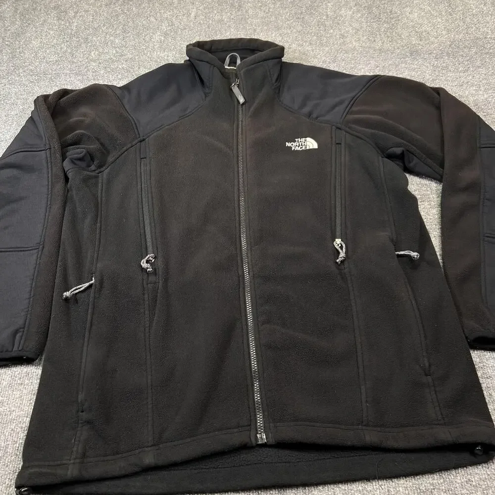 The North Face Jacket Mens Large Black Fleece Softshell Full Zip Pockets Outdoor